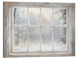Print på aluminium Window Winter Forest