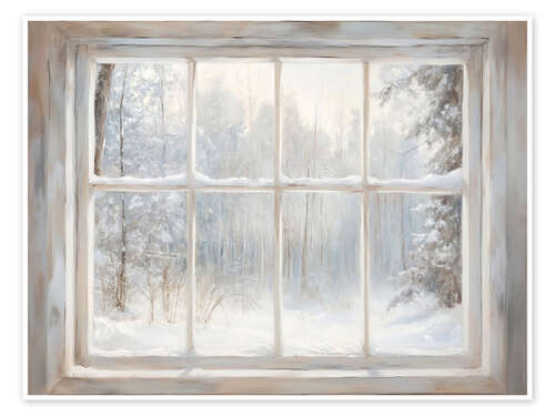 Plakat Window Winter Forest