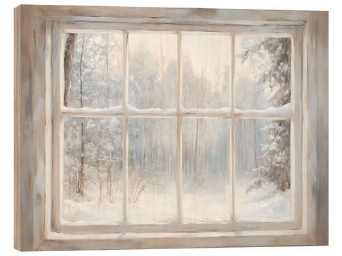 Wood print Window Winter Forest