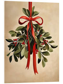Tableau en verre acrylique Mistletoe Vintage Christmas Art - TAlex