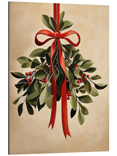 Aluminium print Mistletoe Vintage Christmas Art