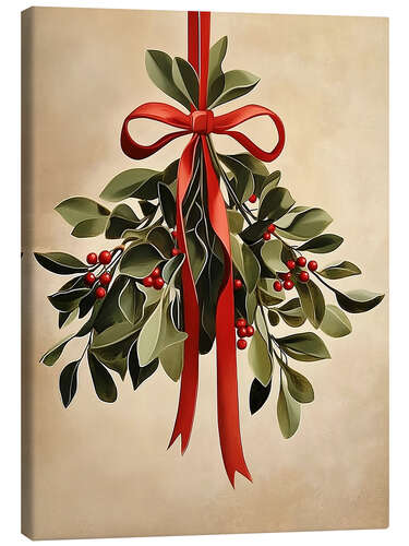 Leinwandbild Mistelzweig Vintage Weihnachtskunst