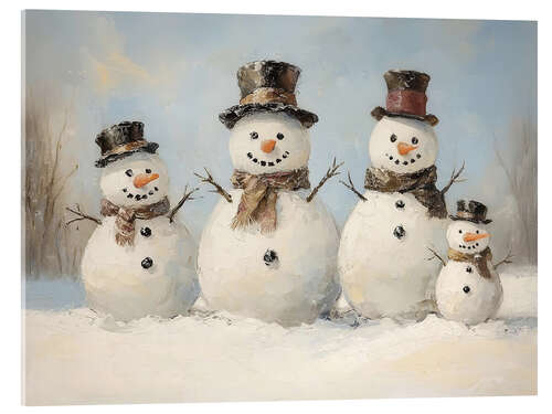 Acrylglasbild Schneemann Familie