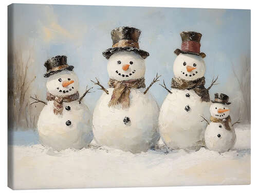 Leinwandbild Schneemann Familie
