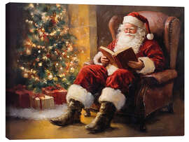 Tableau sur toile Santa Claus reading at the Christmas tree - TAlex