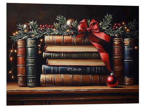 Quadro em PVC Vintage Christmas Books