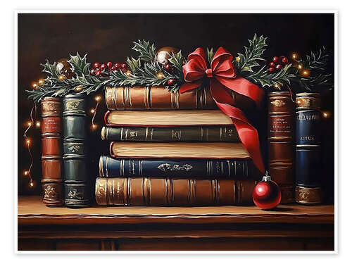 Poster Vintage Weihnachtsbücher