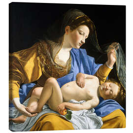 Stampa su tela The Virgin with the Sleeping Christ Child - Orazio Gentileschi