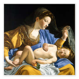 Poster The Virgin with the Sleeping Christ Child - Orazio Gentileschi