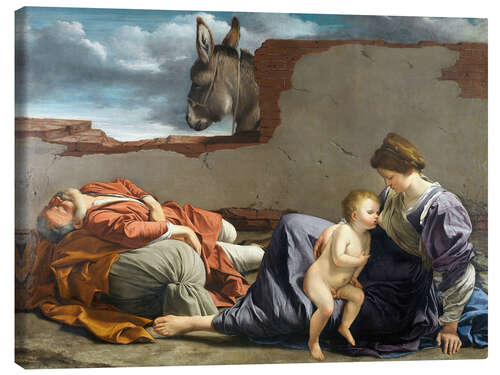 Stampa su tela Il Riposo durante la fuga in Egitto - Orazio Gentileschi