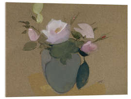 Obraz na szkle akrylowym Roses in a Blue green vase - Helene Schjerfbeck
