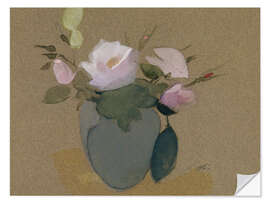 Wandsticker Rose in un vaso verde blu