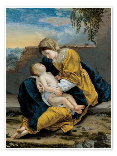 Poster Madonna and Child in a landscape, 1621