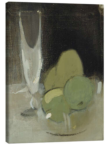 Stampa su tela Green Apples and Champagne Glass