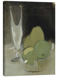 Stampa su tela Green Apples and Champagne Glass