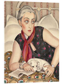 Acrylic print Portrait of a Reading Woman with Dog - Gerda Wegener