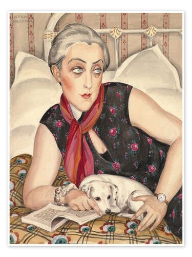 Poster Portrait of a Reading Woman with Dog