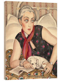 Quadro de madeira Portrait of a Reading Woman with Dog - Gerda Wegener