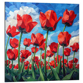 Cuadro de aluminio Field of red Tulips - Maria Tuzhilkina