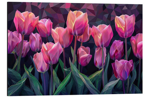 Tableau en aluminium Pink tulips at sunset