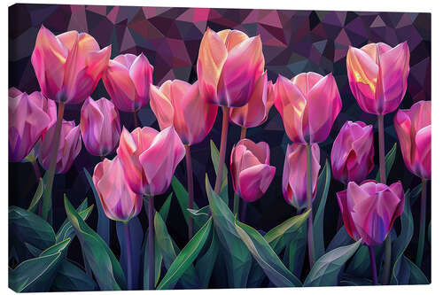 Lienzo Pink tulips at sunset