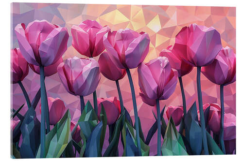 Acrylic print Field of Pink Tulips