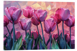 Acrylic print Field of Pink Tulips - Maria Tuzhilkina