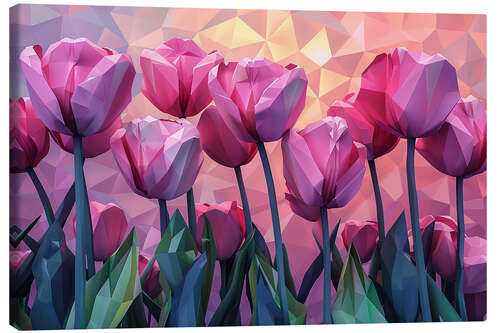 Canvas-taulu Field of Pink Tulips