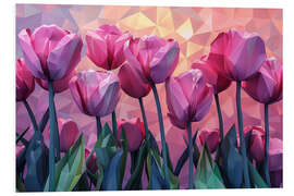 Hartschaumbild Feld der Rosa Tulpen