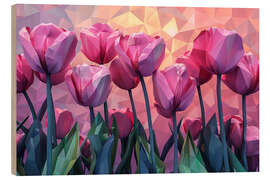 Trätavla Field of Pink Tulips - Maria Tuzhilkina