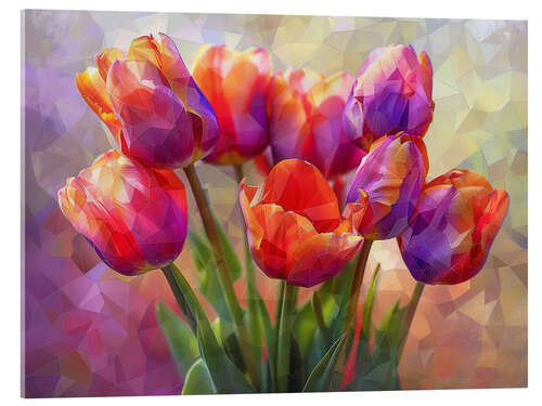 Acrylglasbild Blumenstrauss aus Scharlachroten Tulpen