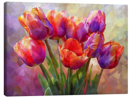 Leinwandbild Blumenstrauss aus Scharlachroten Tulpen - Maria Tuzhilkina