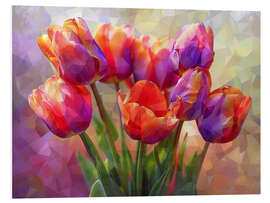 Foam board print Bouquet of Scarlet Tulips