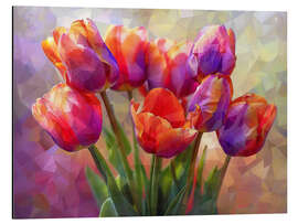 Magnettafel Blumenstrauss aus Scharlachroten Tulpen