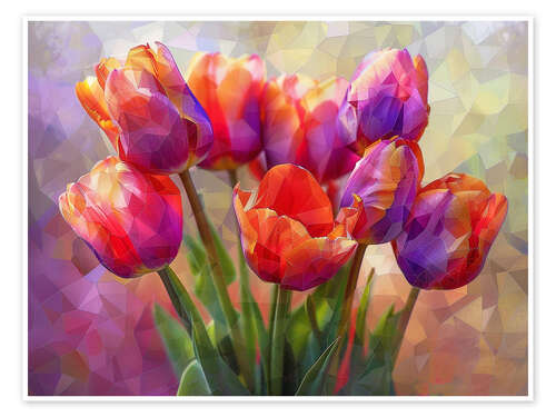 Poster Bouquet of Scarlet Tulips