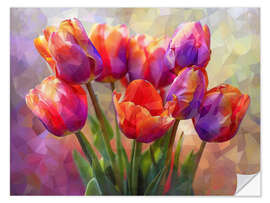 Sticker mural Bouquet of Scarlet Tulips