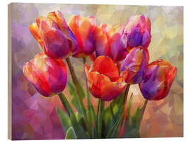 Obraz na drewnie Bouquet of Scarlet Tulips - Maria Tuzhilkina