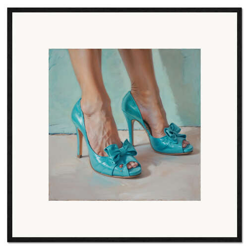 Ingelijste kunstdruk Legs in Turquoise Hgh Heels