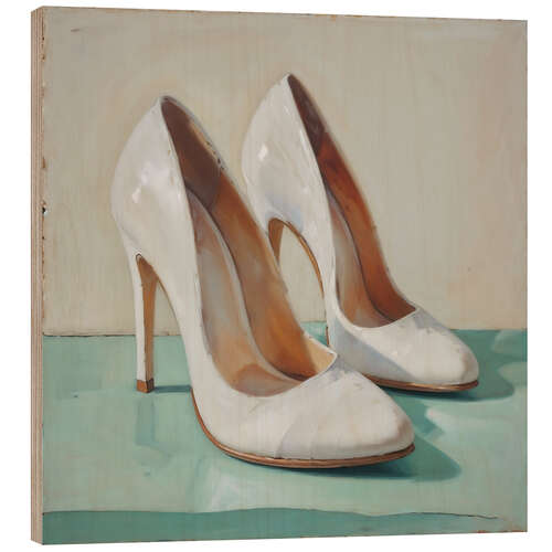 Wood print High Heels in White II