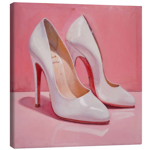 Lærredsbillede White High Heels on Pink