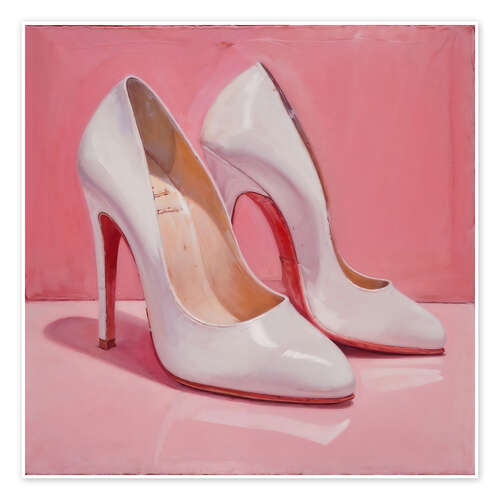 Póster White High Heels on Pink