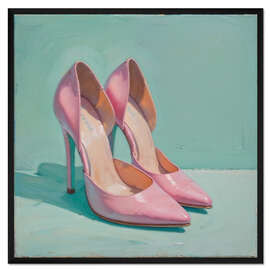 Gerahmter Kunstdruck High Heels in Rosa I