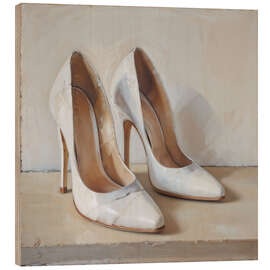 Holzbild High Heels in Weiß I