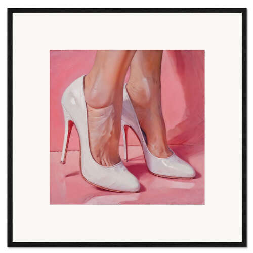 Kunsttryk i ramme Legs in White High Heels