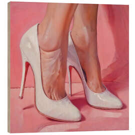 Tableau en bois Legs in White High Heels