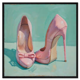 Gerahmter Kunstdruck High Heels in Rosa II - Walter Fröhlich