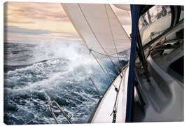 Canvas print Sailboat in the evening light