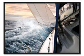 Gerahmter Kunstdruck Segelboot im Abendlicht