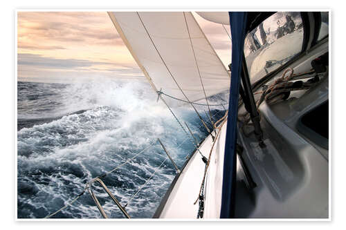 Poster Sailboat in the evening light