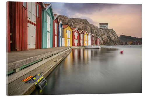Tableau en verre acrylique Swedish fishermen's houses at the harbor of Smögen